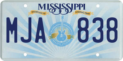 MS license plate MJA838