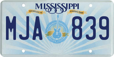 MS license plate MJA839