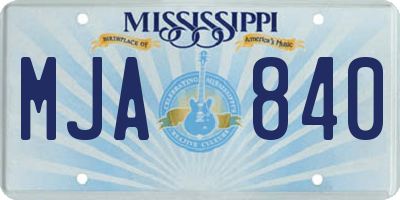 MS license plate MJA840