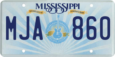 MS license plate MJA860