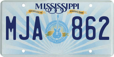 MS license plate MJA862