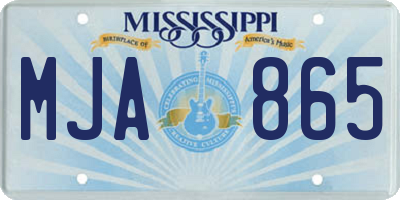 MS license plate MJA865