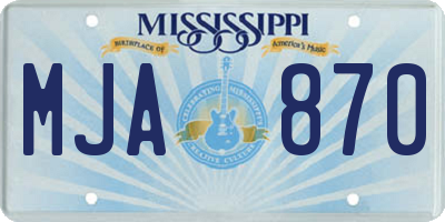 MS license plate MJA870
