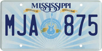 MS license plate MJA875
