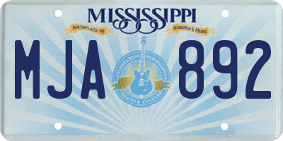MS license plate MJA892