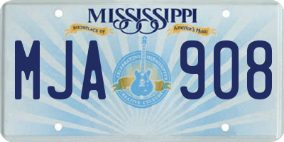 MS license plate MJA908
