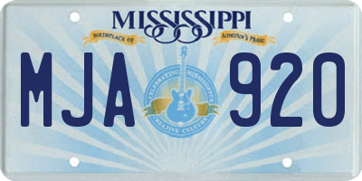 MS license plate MJA920