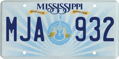MS license plate MJA932