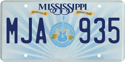 MS license plate MJA935