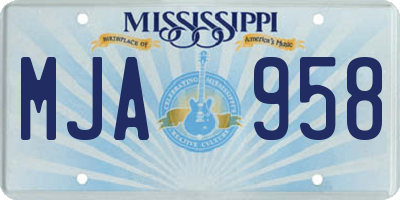 MS license plate MJA958