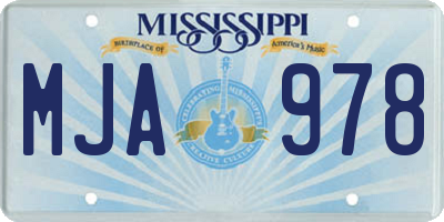 MS license plate MJA978