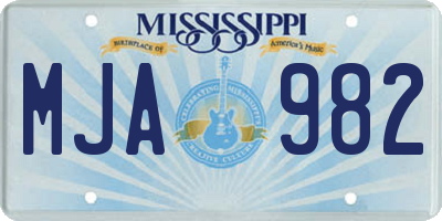 MS license plate MJA982