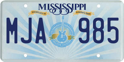 MS license plate MJA985