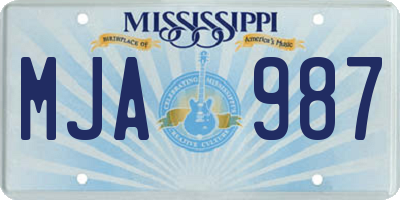 MS license plate MJA987