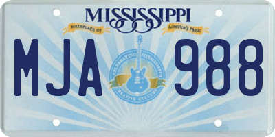 MS license plate MJA988