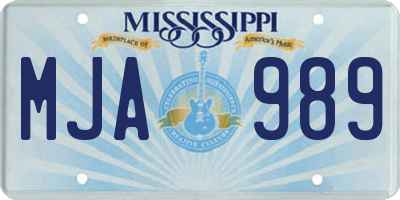 MS license plate MJA989