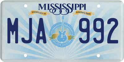 MS license plate MJA992