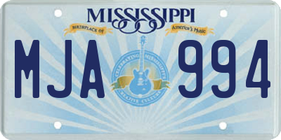 MS license plate MJA994