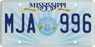 MS license plate MJA996