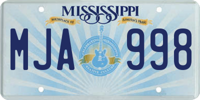 MS license plate MJA998