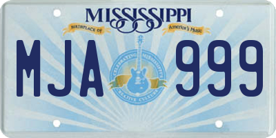 MS license plate MJA999