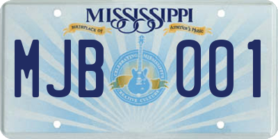 MS license plate MJB001