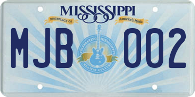 MS license plate MJB002