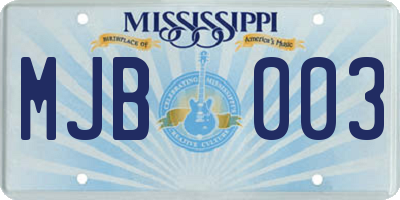 MS license plate MJB003