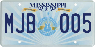 MS license plate MJB005