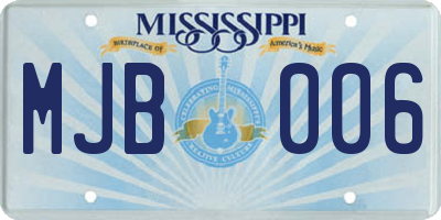 MS license plate MJB006