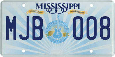 MS license plate MJB008