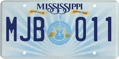 MS license plate MJB011