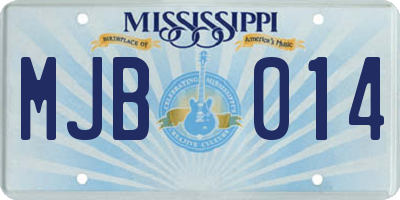 MS license plate MJB014