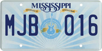 MS license plate MJB016