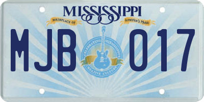 MS license plate MJB017