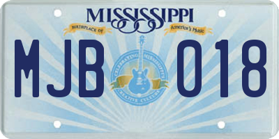 MS license plate MJB018