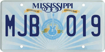 MS license plate MJB019