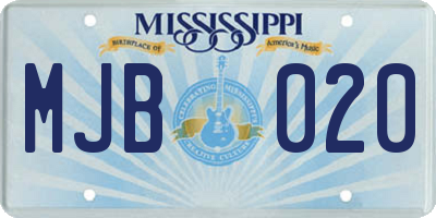MS license plate MJB020