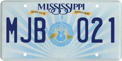 MS license plate MJB021