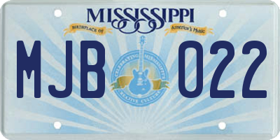 MS license plate MJB022