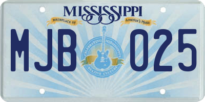MS license plate MJB025