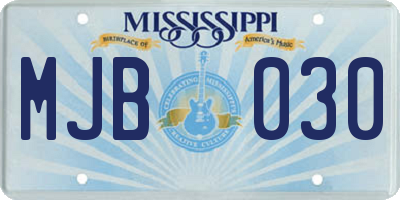 MS license plate MJB030