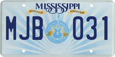 MS license plate MJB031