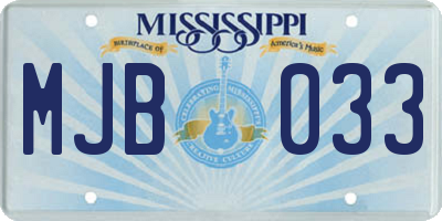 MS license plate MJB033