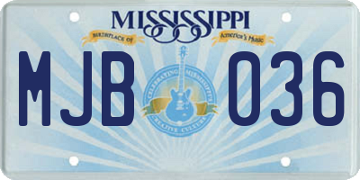 MS license plate MJB036