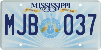 MS license plate MJB037
