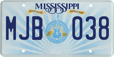 MS license plate MJB038