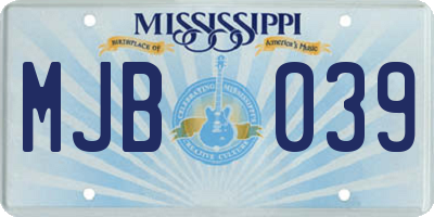 MS license plate MJB039