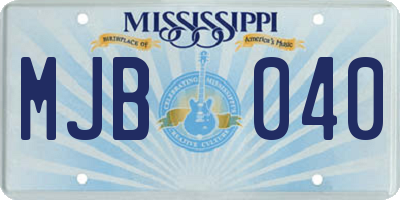 MS license plate MJB040