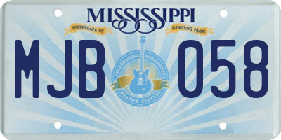 MS license plate MJB058